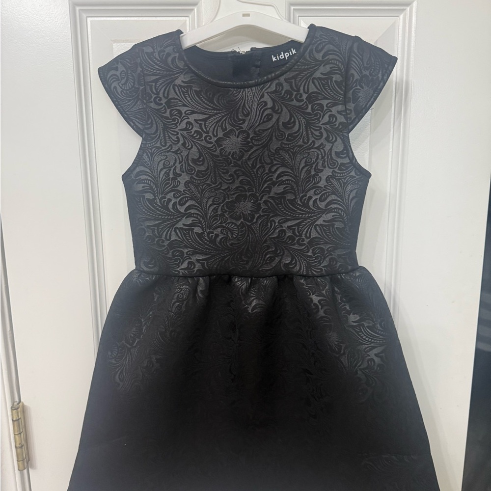 Kidpik Elegant Black Patterned Dress